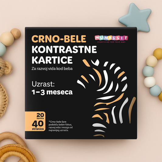 Crno-bele kontrastne kartice za razvoj vida kod beba