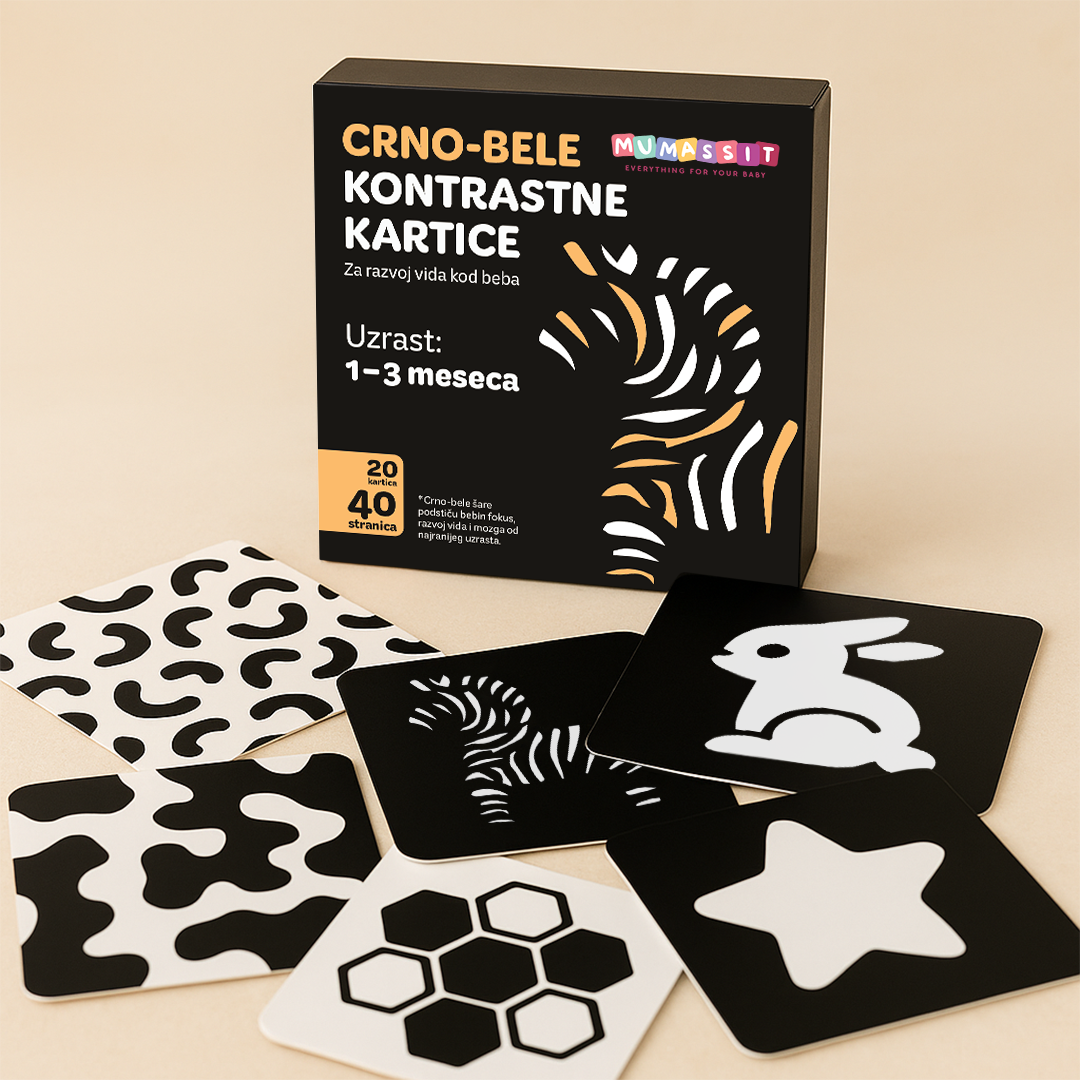 Crno-bele kontrastne kartice za razvoj vida kod beba